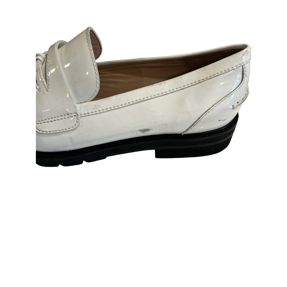 Stuart Weitzman Mila Lift White Loafers Sz 11.5 New Black Sole Platform - Picture 7 of 10